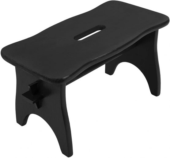 Creative Deco Black Small Toddler Child Wooden Chair Foot Stool Step | 38 x 19 x 21 cm | Small Unpainted Unfinished | Pinewood | Perfect for Children, Kids, Feet, Nursery & Kitchen