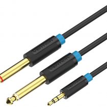 Double 6.35mm Mono Cable (0.5m/1.6ft), Vention Aux Cabo 3.5mm 1/8 inch to Dual 6.35mm 1/4 inch Audio Splitter Cable Digital Interface Cable Instrument Cable for Recorder Electric Guitar Amplifier