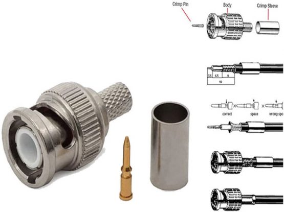 20Pack BNC Male Plug Crimp ON Connectors RG59 Coaxial Cable for CCTV Camera DVR - Image 3