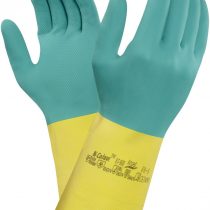 Ansell AlphaTec 87-900 Multi-Purpose Work Gloves, Chemical Resistant, Durable Design, Strong Grip, Cotton Flocked, Industrial Safety Glove in Latex, Men Women, Green, Size XL (12 Pairs)