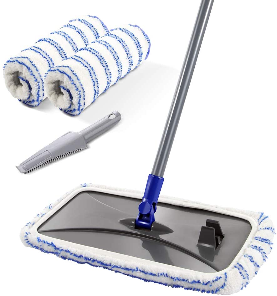 MASTERTOP Microfibre Flat Mop, Extended Wet Dry Large Floor Mop with 5 Reusable Pads & Telescopic Handle