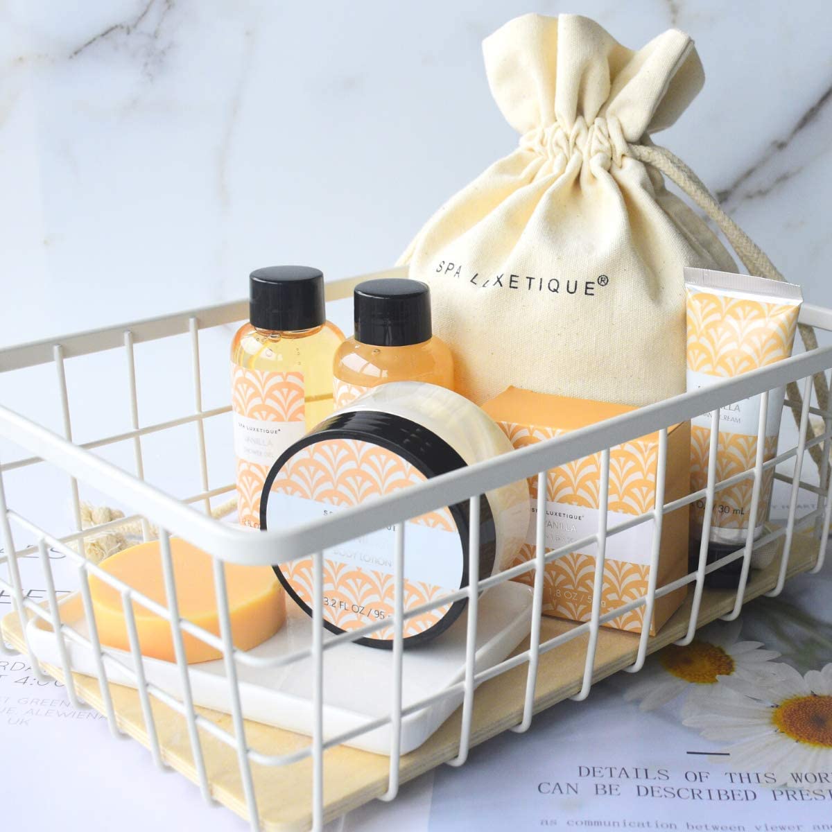 Spa Luxetique Spa Gift Set, 6pcs Vanilla Bath Gifts for Women Travel Gift Box with Hand Cream, Body Lotion, Shower Gel - Image 2