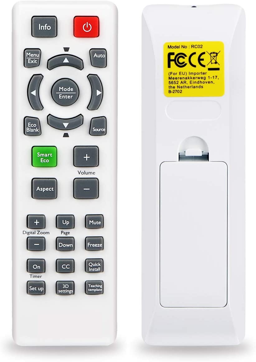 Aimdio RCX022 Projector Remote Control for BenQ W1070 W1080ST TH680 TH681 TH682ST MH630 MH680 MH530 TH530 MS527 MW529 MS524 MW526E TW526 TW529 MS517H MW526 MS506 MX528 MS517 LW21 LX20 Controller