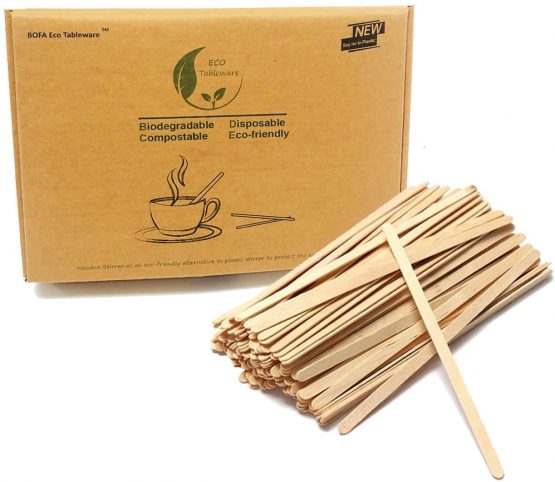 Cafe Coffee Stirrers Wooden Stir Sticks, 5.5'' Beverage Stirs Stick, Disposable Biodegradable Compostable 1000 Count