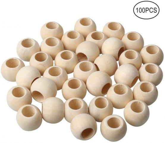 100pcs Natural Wooden Beads, 20mm Wood Spacer Beads Round Wood Loose Beads for Jewellery Making