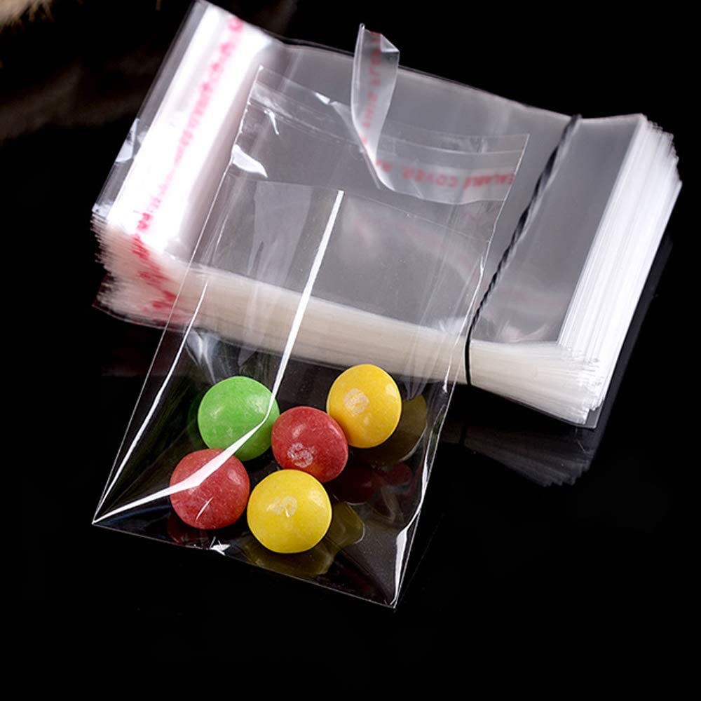 NewZC 8x7cm Small Clear Cellophane Bags 300 Piece Opp Adhesive Plastic Bag - Image 4