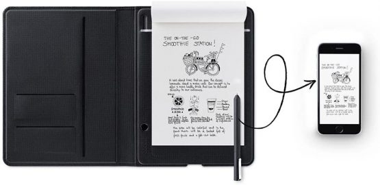 Wacom K100914 Bamboo Folio Digital Notepad A5 (Half Letter Size), Small Portfolio Notebook with Digitisation Technology Including Stylus with Ballpoint Pen, Compatible with Android and Apple, Grey - Image 3