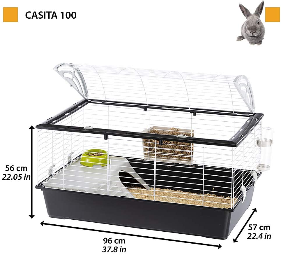 Ferplast Rodent Cage CASITA 100 for Rabbits Guinea Pigs, Guinea Pigs, in Metal, Accessories included: Manger, Drinking Bottle - Image 2