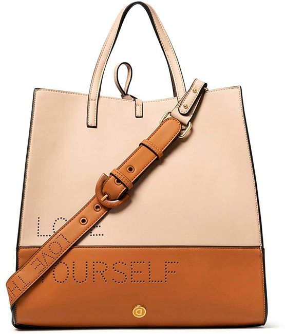Desigual Bols_rhapsody Merlo V Women's Handbag, Brown/Beige, 17.6 x 31.8 x 33 cm - Image 2