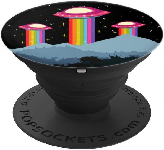 Alien UFO Rainbow Mountains PopSockets PopGrip: Swappable Grip for Phones & Tablets