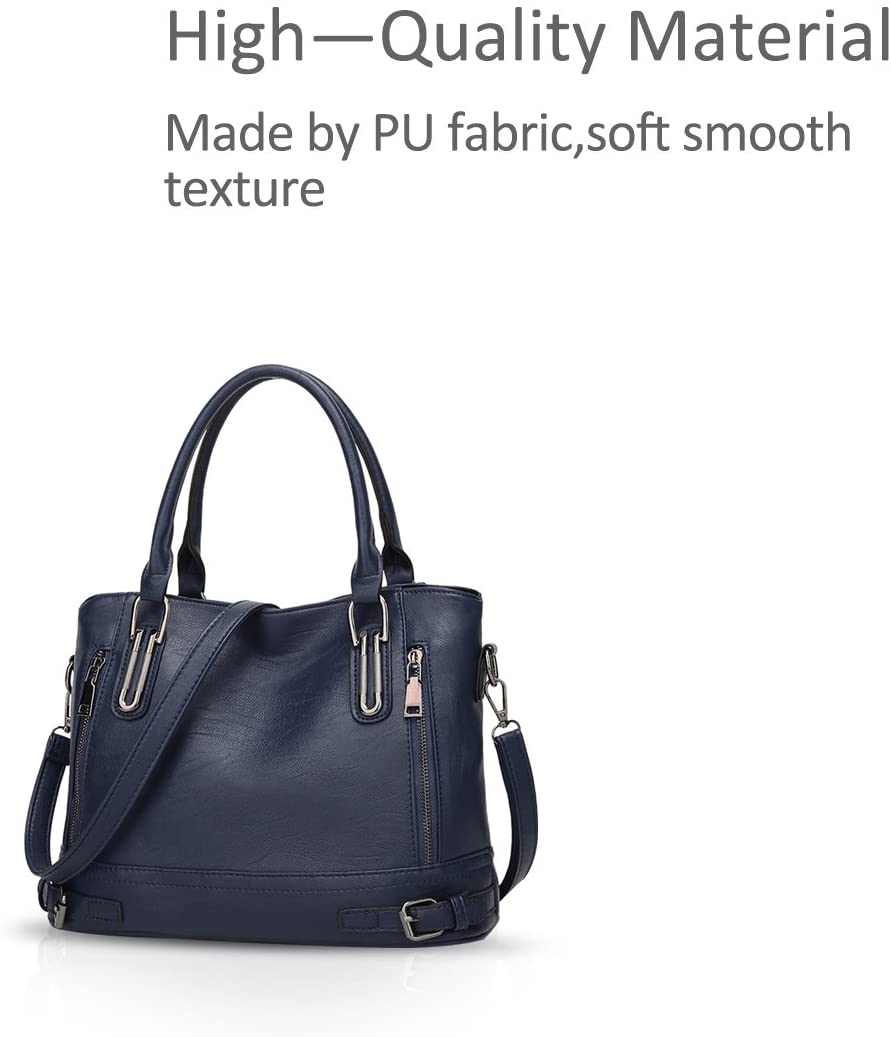NICOLE & DORIS Women Handbags Top Handle bags PU Leather Shoulder Bag Large Capacity Crossbody Bag Ladies Shopper Elegant Tote Bags Navy blue - Image 3