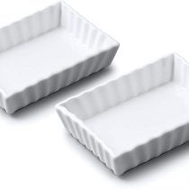 WM Bartleet & Sons 1750 TSET133 Set of 2 Traditional Porcelain Rectangular Flan Dishes (11x8cm) – White