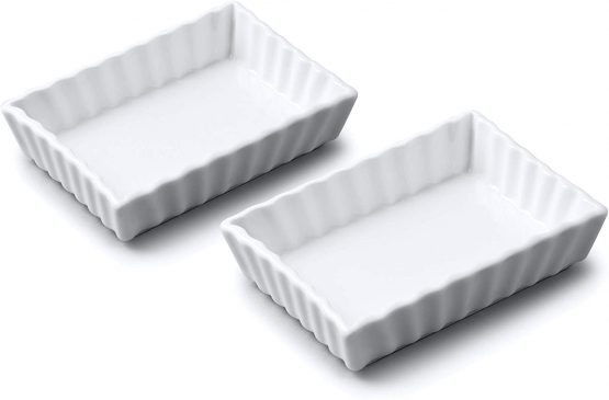 WM Bartleet & Sons 1750 TSET133 Set of 2 Traditional Porcelain Rectangular Flan Dishes (11x8cm) – White