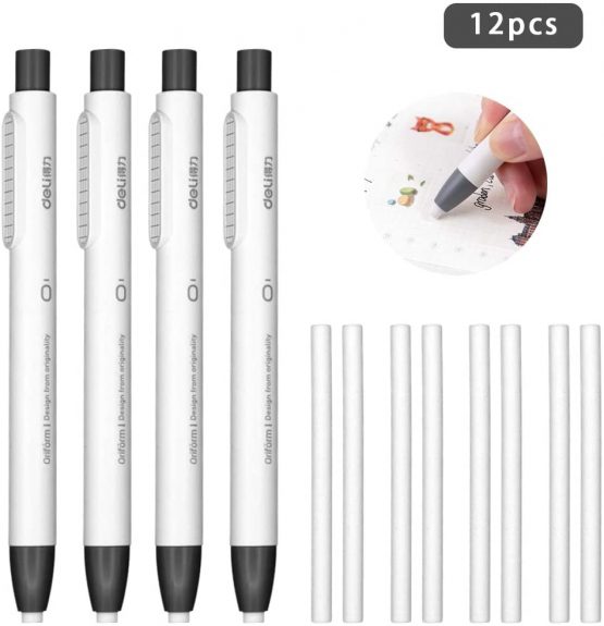 8Pcs Pencil Retractable Click Eraser with 12Pcs Refill Erasers