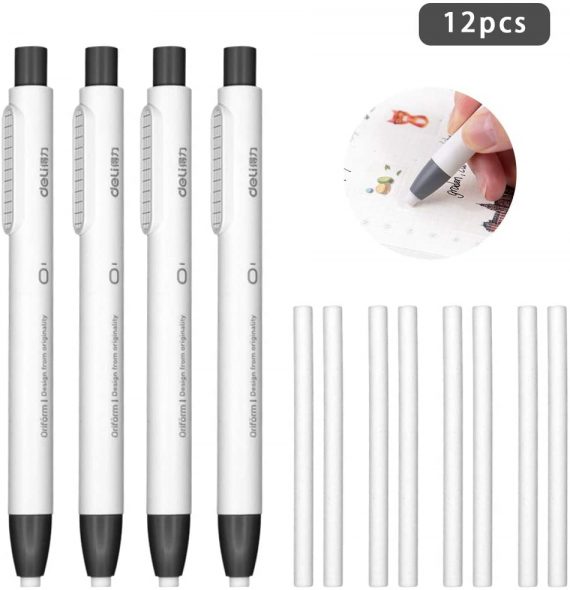 8Pcs Pencil Retractable Click Eraser with 12Pcs Refill Erasers