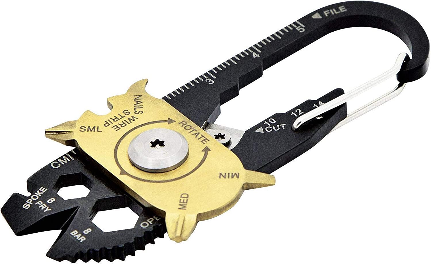 TRUE Fixr Rotary 20 In 1 Pocket Keychain Multi Tool, 20 Pocket EDC Tools, Flight Safe Box Cutter Knife Blade, Wire Stripper