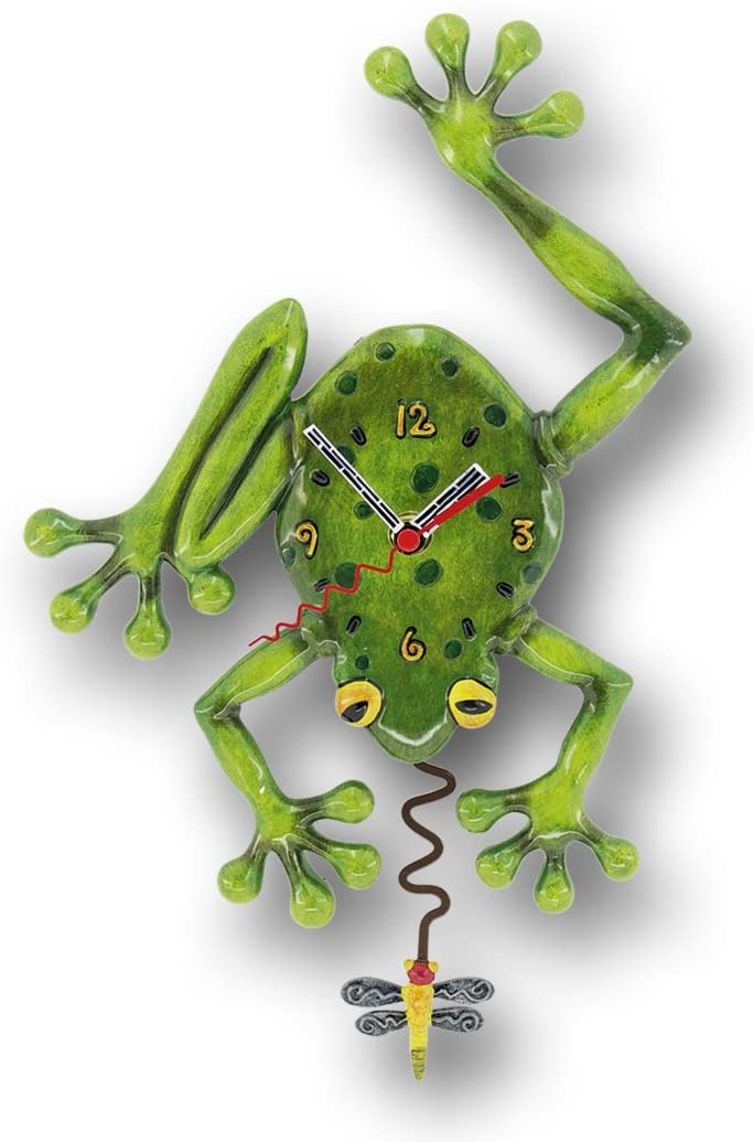 Enesco C106 Resin Frog Clock 28.5 cm, Grün, 28.5 x 1.1 cm