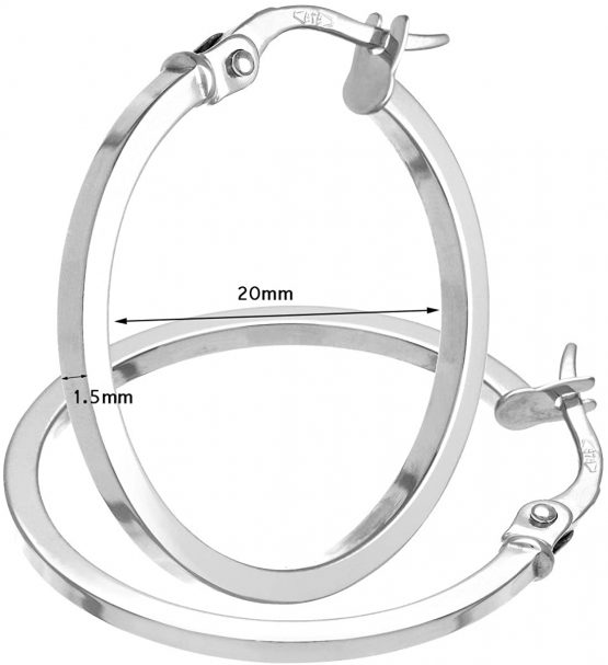 Citerna Women's 9 ct White Gold Elegant Square Tubed Hoop Earrings - Image 2