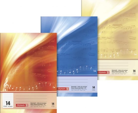 Brunnen 1046340 Sheet music (A4, 8 sheets, ruling 14, with extra pages), assorted colors - Image 2