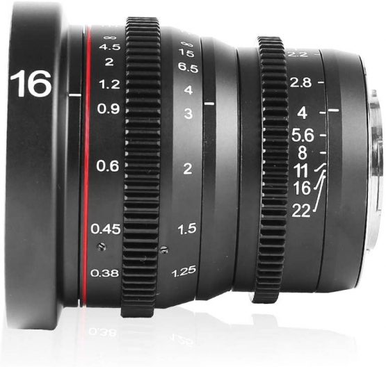 Meike 16mm T2.2 Manual Focus Wide Angle Fixed Prime Cinema Lens for M43 Micro Four Thirds MFT Mount Cameras and Cinema Camera BMPCC - Image 2