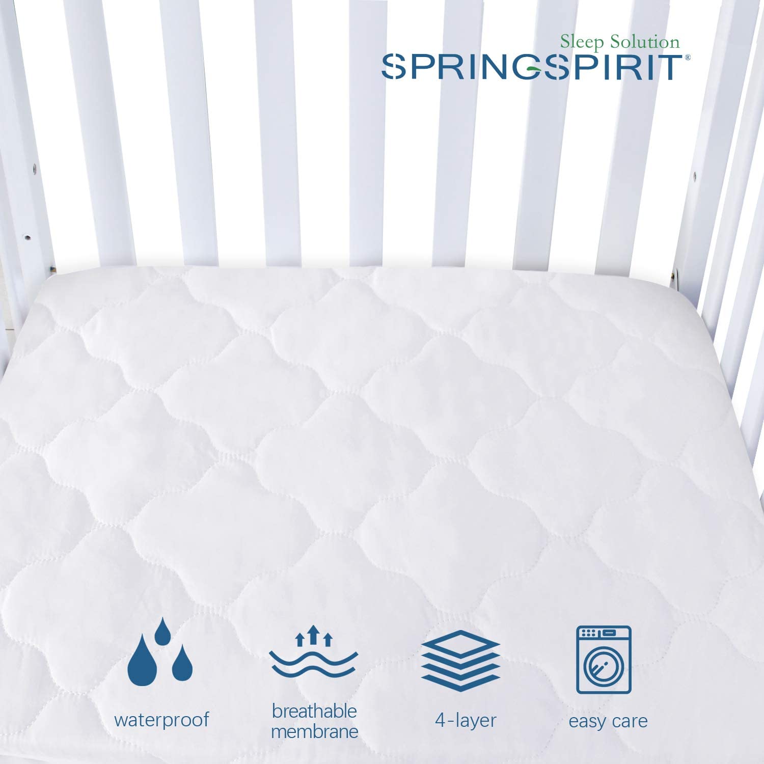Cot Mattress Protector Quilted Waterproof Pad Cover (60 x 120cm) for Cot Bed and Toddler Bed Ultra Soft, Breathable White