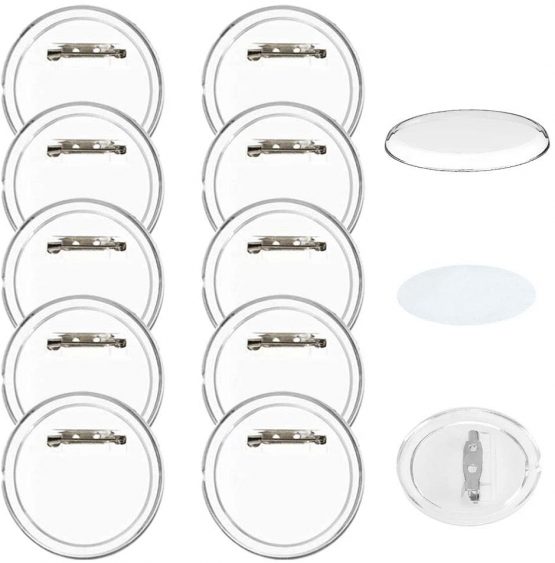 FOGAWA 30Pcs Make Your Own Badges Making Kit Button Badges with Blank Precut Inserts Clear Acrylic Design Button Pin Badges Kit for DIY Children's Paper Crafts Clothes Bag Fillers