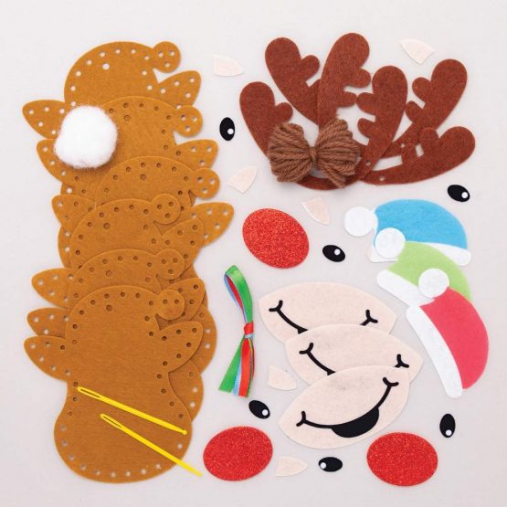 Baker Ross AT181 Reindeer Decoration Sewing Kits-Pack of 3, Christmas Arts and Crafts, Assorted - Image 2