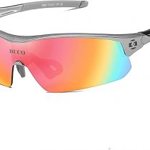 DUCO Polarized Sports Sunglasses with 5 Interchangeable Lenses UV400 Protection Sports Sunglasses for Cycling Running Glasses