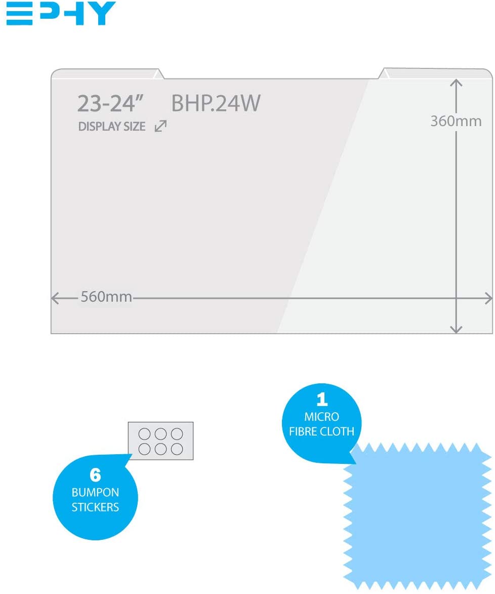 EPHY Easy On/Off Removable Hanging Frame Privacy Screen Filter w/Anti-Blue Light/Anti-Scratch/Anti-UV for 23" 23.6" 23.8" 24" 16:9 16:10 Widescreen - Image 2