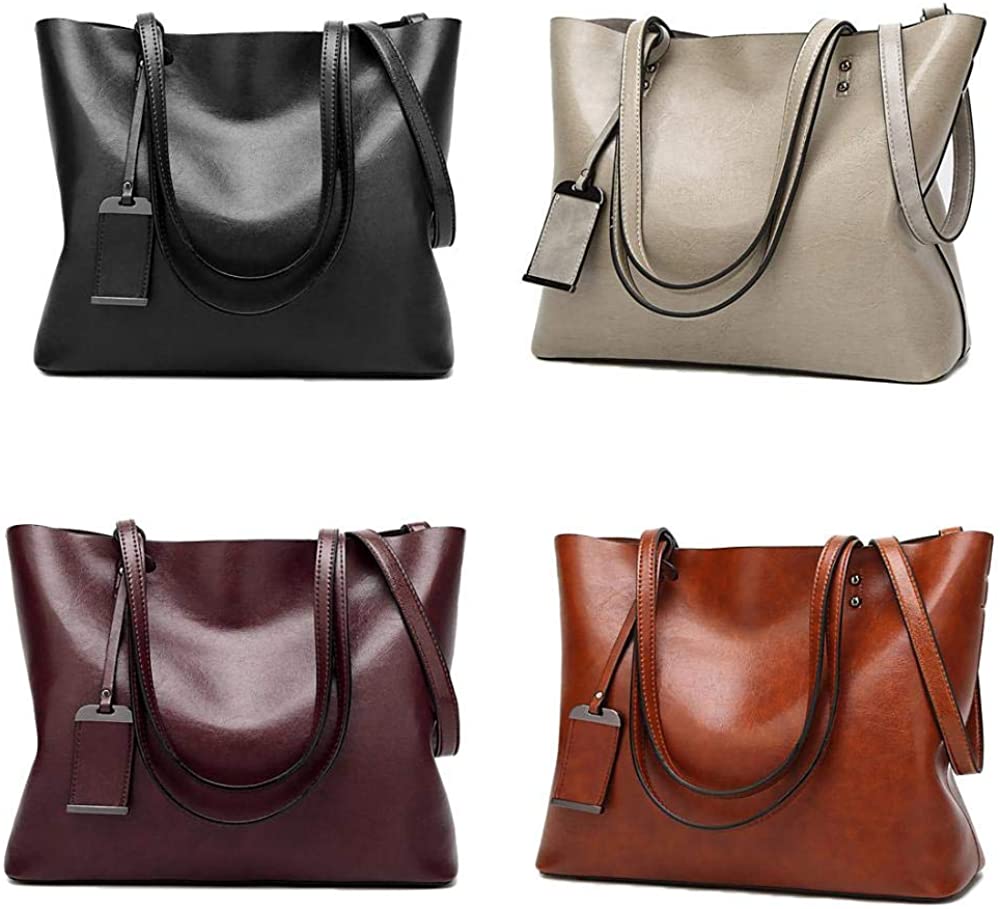 LIRENSHIGE Womens Soft Leather Handbags Large Capacity Retro Vintage Top-Handle Casual Tote Shoulder Bags - Image 2