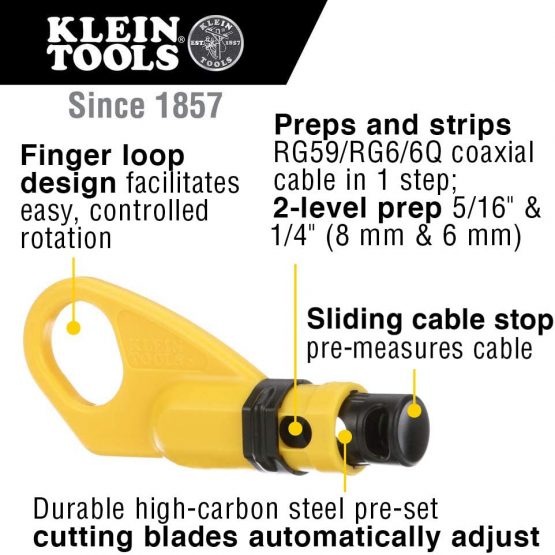 Coax Cable Stripper, Coaxial Cable Stripper, Cable Crimper, Punchdown Tool Klein Tools VDV110-061 - Image 2