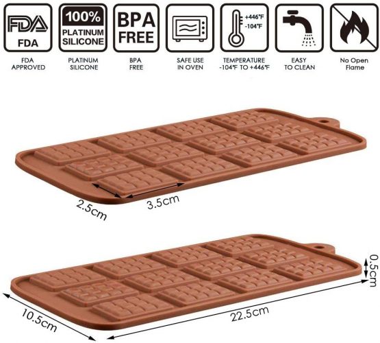 Waffle Chocolate Moulds Silicone Candy Molds, 3PCS12-Cavity Small Break Apart Chocolate Molds Non-Stick Reusable DIY Baking Molds Candy Protein & Energy Bar Moulds - Image 2