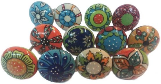 12 x Mix Vintage Look Flower Ceramic Knobs Door Handle Cabinet Drawer Cupboard Pull KNOBSWORLD 001