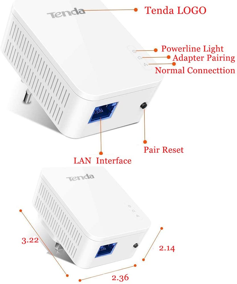 Tenda PH3 1000 Mbps Gigabit Powerline Adapter Kit, White - Image 2