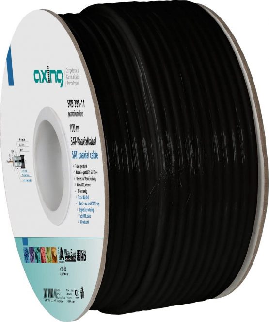 Axing SKB 395-11 Triple-Shielded Coaxial Cable for SAT/CATV Installation 100 dB 100 m Black