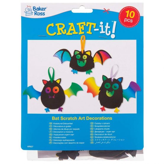 Baker Ross AR627 Bat Scratch Art (Pack of 10) for Kids Halloween Crafts and Decorations, Assorted - Image 3