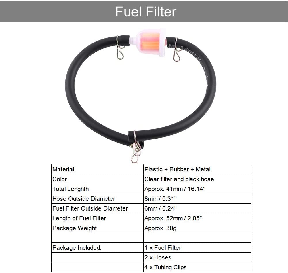 Motorcycle Inline Fuel Filter Kit, Universal 6mm Motorbike Inline Fuel Filter Pit Bike Fuel Filter Motorbike Petrol Pipe Fuel Lines and Clips for 49cc-160cc Mini Moto Dirt Bike ATV Quad - Image 2