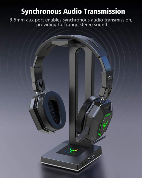 Blade Hawks RGB Gaming Headphone Stand with 3.5mm AUX and 2 USB Ports for PC, Durable Headset Stand Holder for Bose, Beats, Sony, Sennheiser, Jabra, JBL, AKG, Fancy Gaming Accessories - HS18 - Image 4