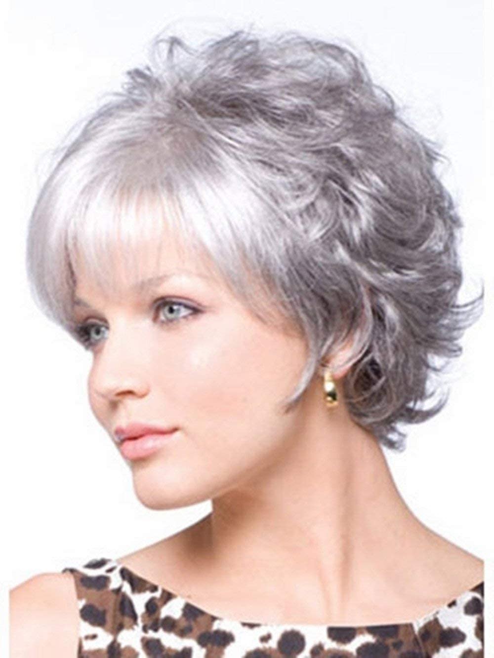 Royalfirst Wigs for Women Short Wig Silver Gray Hair Wigs Party Cosplay Wig with Wig Cap
