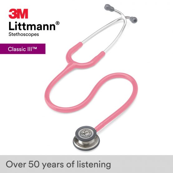 3M Littmann Classic III Monitoring Stethoscope, Pearl Pink Tube, 69 cm, 5633 - Image 2