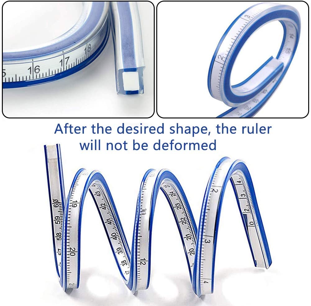 Moldable Ruler BESTZY Flexible Curve Ruler Flexible Vinyl Plastic Ruler French Curve ...