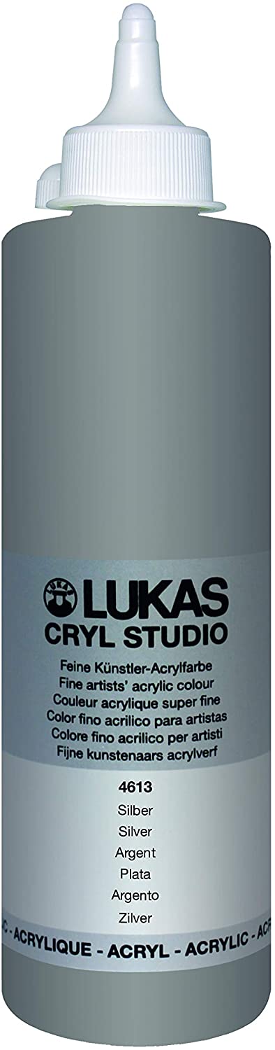 LUKAS Cryl Studio 500ml Premium Quality Acrylic Paint - Silver, 500 ml (Pack of 1)