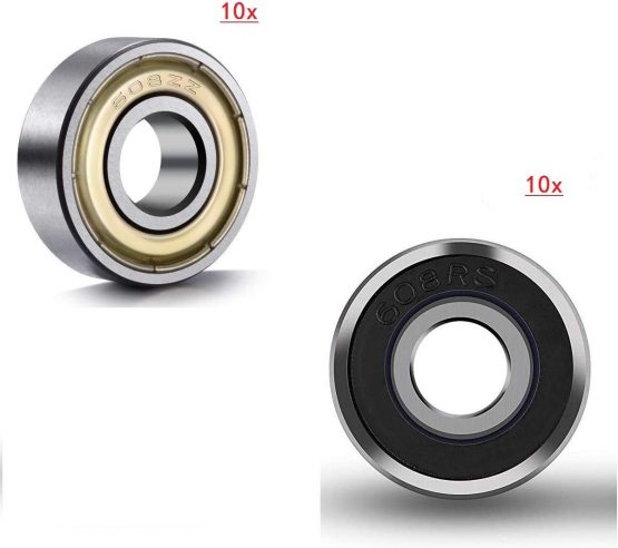 Wvzong Skateboard Bearings Longboard Bearings Roller Skate Bearings 608 ZZ(8mm x 22mm x 7mm) 20 Pack