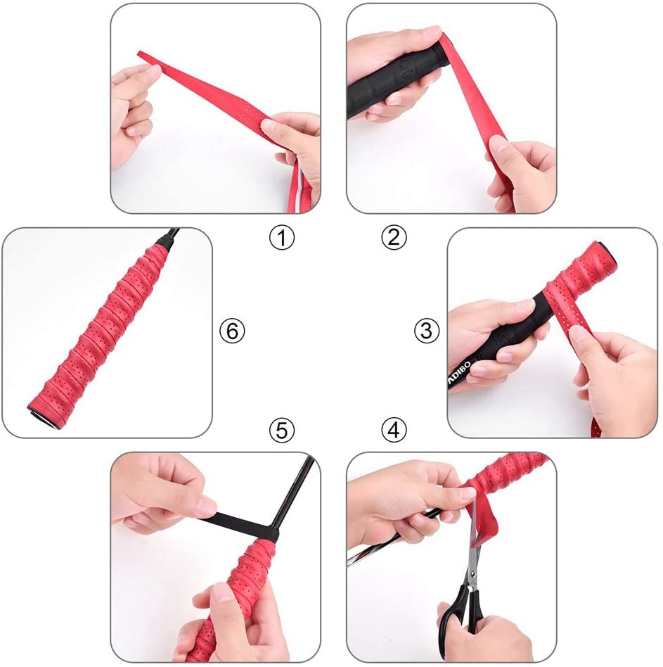 Red Racket Grips Yumi V 10 Pack Tennis Racket Grip, Anti Slip Racket Overgrips Tennis ...
