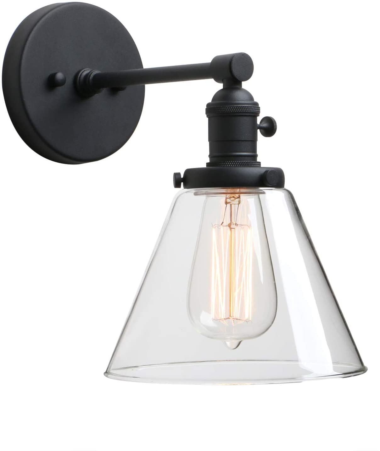 Phansthy Edison Industrial Wall Sconce 7.3 inch Vintage Brass Glass Wall Light Fixture Decorative Lighting for Kitchen Living Room