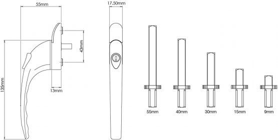 White - UPVC Universal Inline Espag Lockable Window Handle Smart Spindle - Image 2