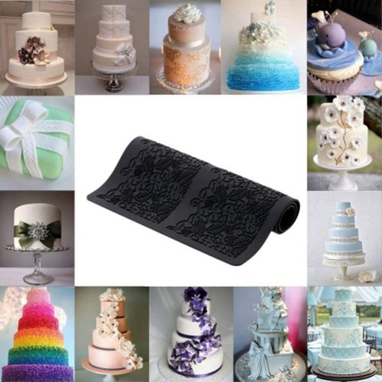 Hebudy Cake Decorations Silicone Moulds Lace Fondant Mold Cake Lace Mat for Baking Lace Embossed Cake Mold - Image 2