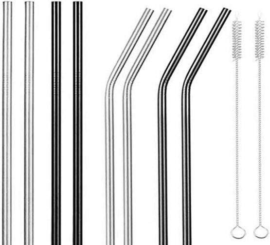 7pcs /Set &Stainless Steel Boba Straws 5 Pcs, [Extra Wide ] Reusable Smoothie Straws (12MM) -2pcs Straw brush&Great for Bubble & Boba pearlsTea, smoothie，Milkshakes, -Metal Drinking big Straws