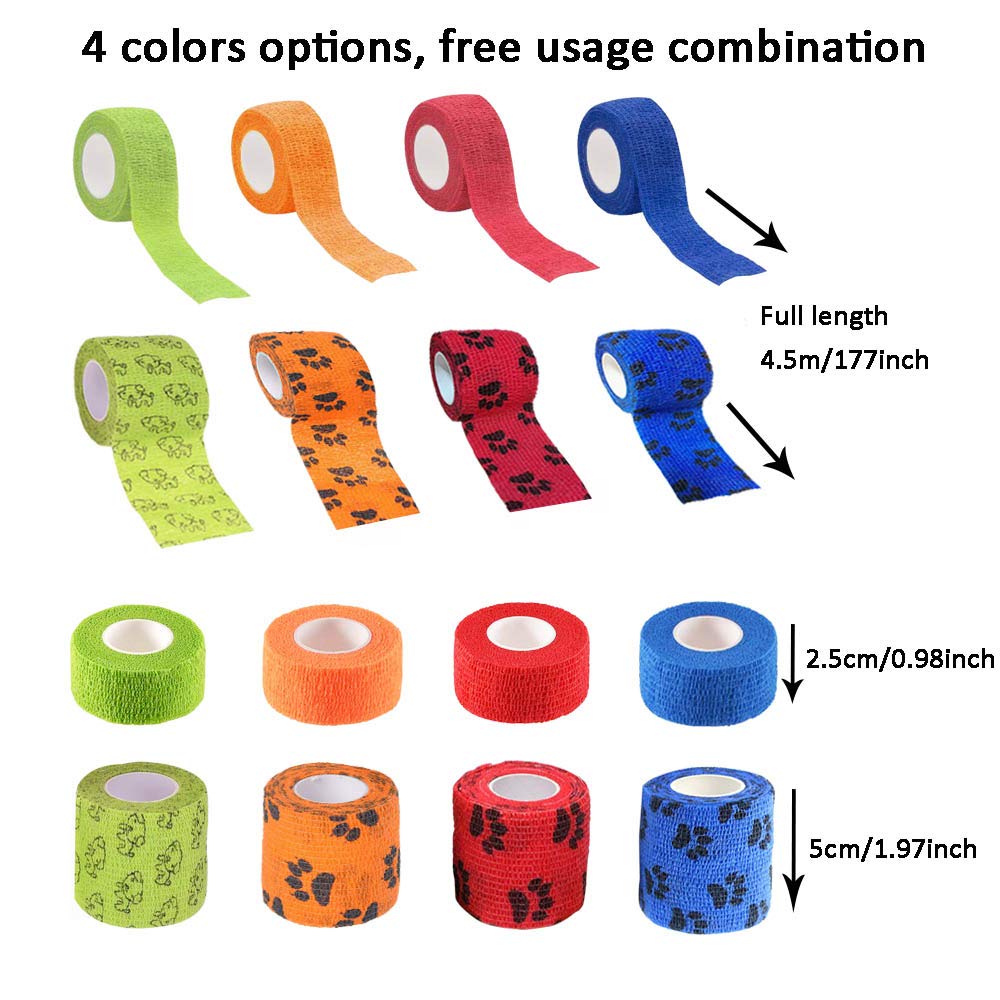 Kingrun Self Adhesive Bandage, Vet Wrap Tape for Dogs Cats Self Adherent Cohesive Bandages Pet Elastic Wrap Bandages - Image 2