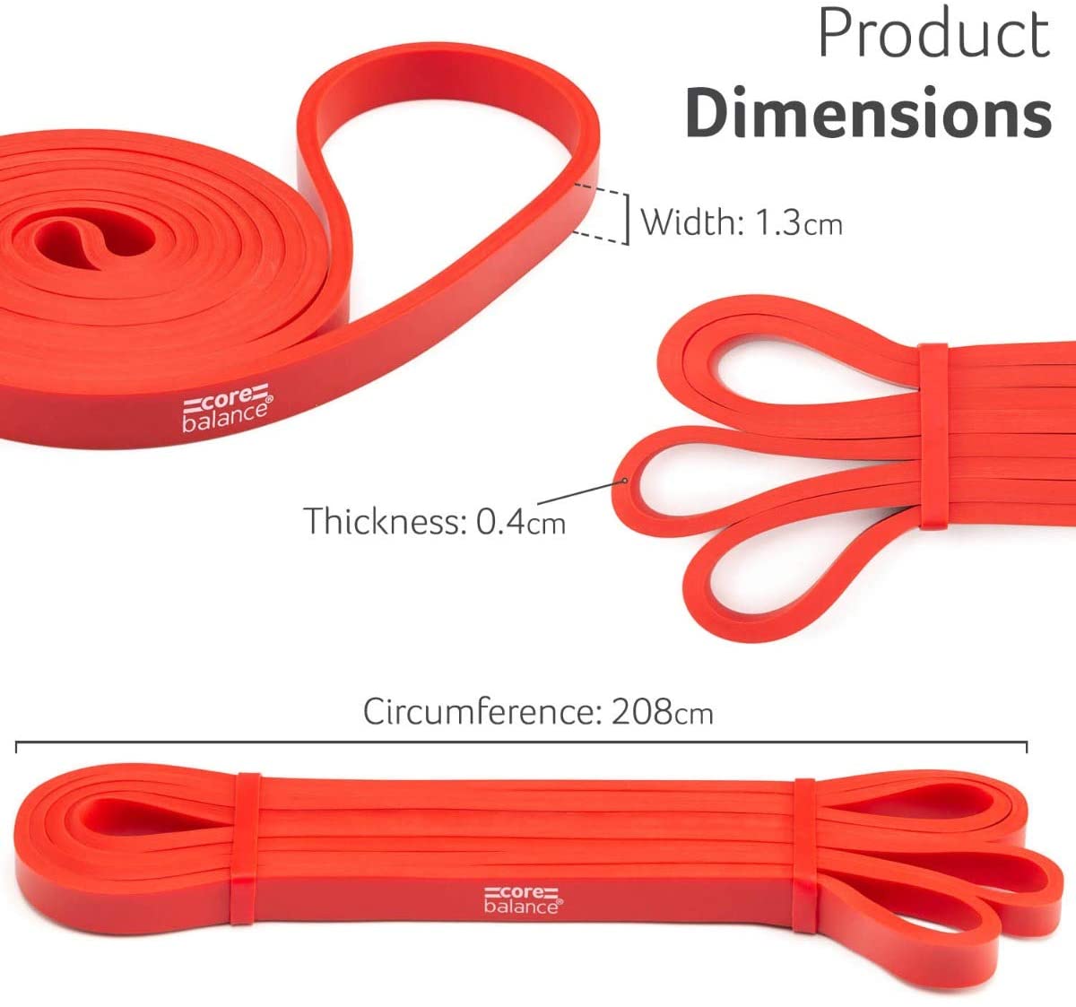 Core Balance Long Loop Resistance Band For Assisted Pull Ups Natural Latex (Red 7kg to 15kg), Red (Light) - Image 3